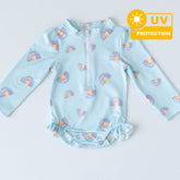 Mama Yoyo Fermuarlı Uzun Kollu Alttan Çıtçıtlı Gökkuşağı Desenli Mayo